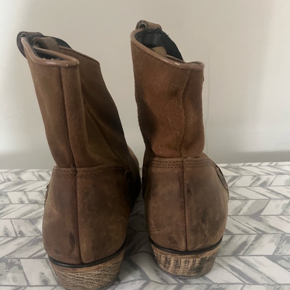 Ankle Brown Leather & Suede Cowgirl Boots// Size 10.5//11 - Picture 4 of 6